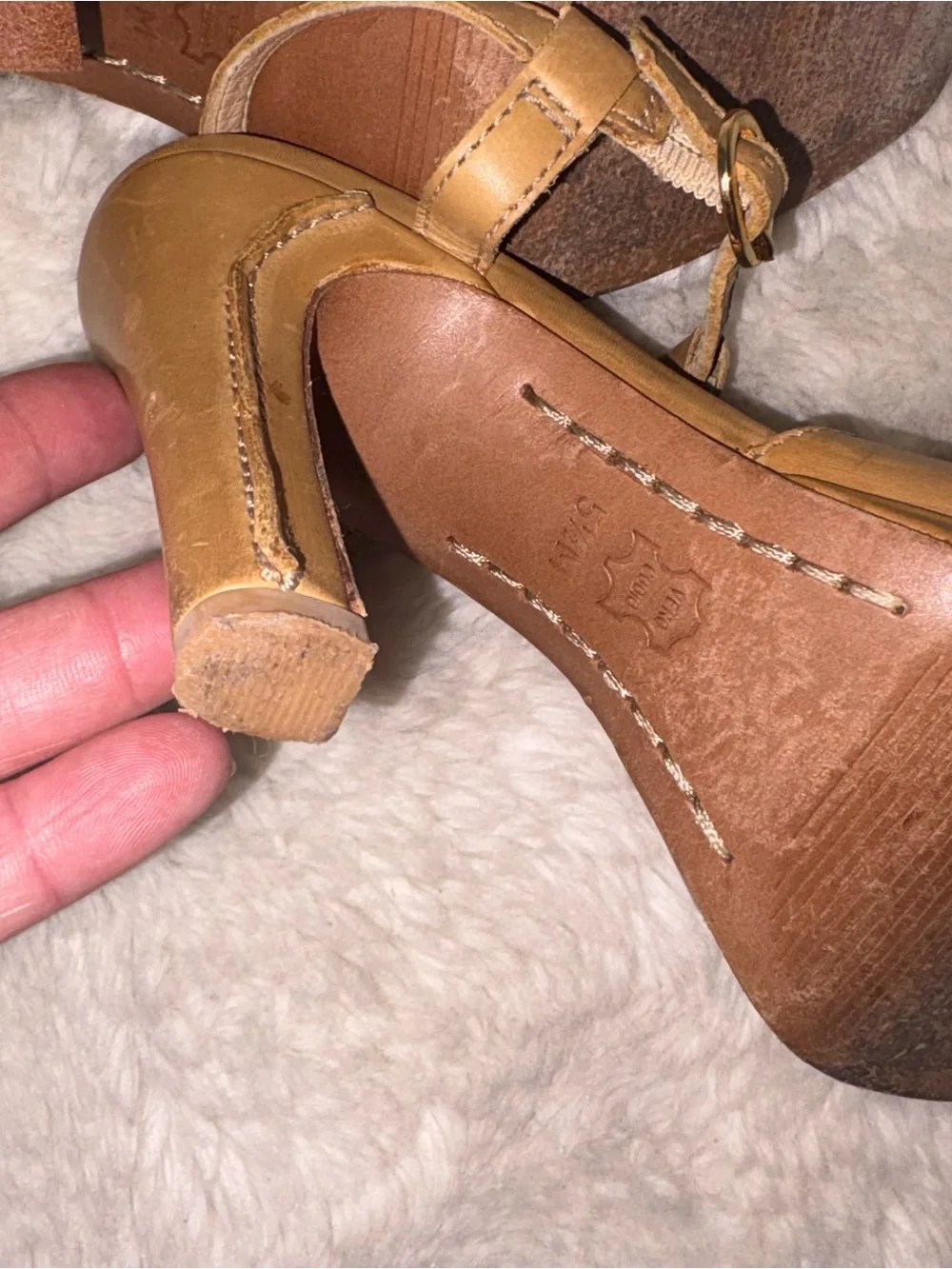 Michael Kors Cognac Leather Strappy Platform Heels size 51/2